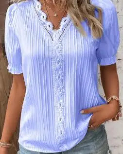 Damen - Bluse - Kunstfaser Polyester - Stickerei - Sommer