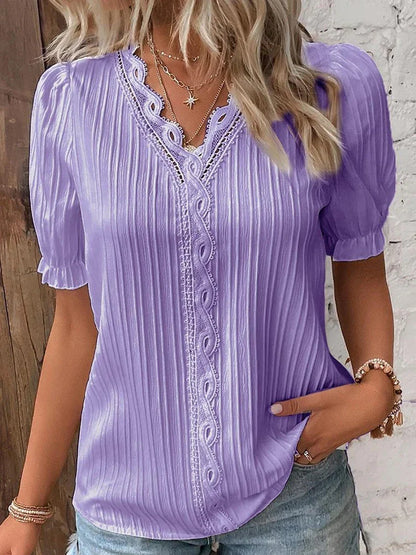 Damen - Bluse - Kunstfaser Polyester - Stickerei - Sommer