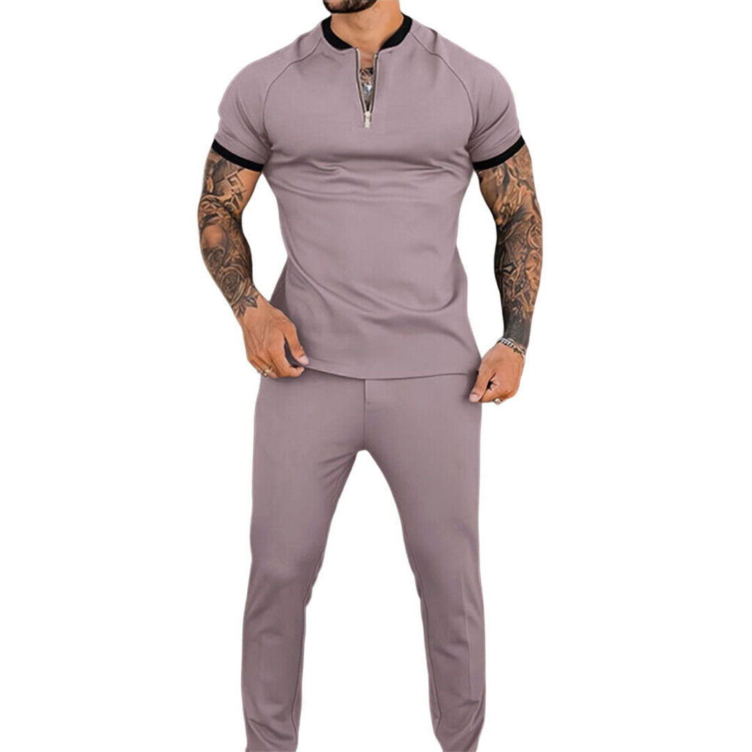 Slim Fit einfarbig Set mit Reißverschluss