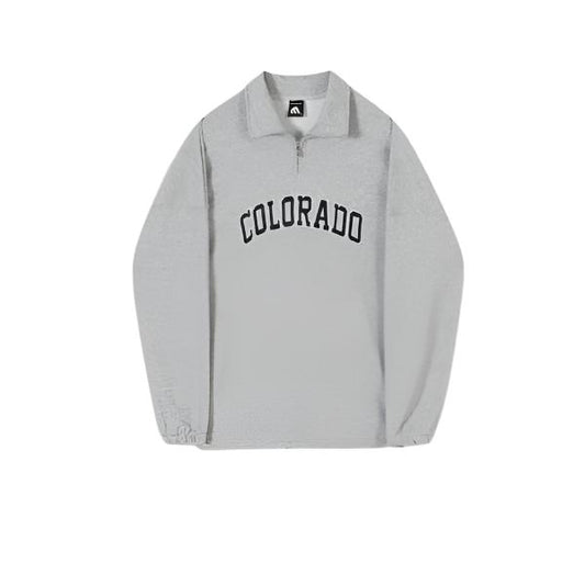 Männer - Sweatshirt - Vintage-Buchstaben-Stickerei - Loose Fit Half Zip - Winter