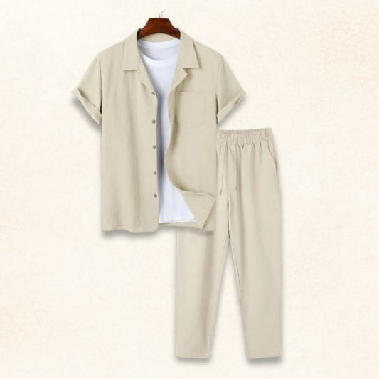Vintage Kurzarm-Hose mit Kordelzug Sommer-Set für Männer