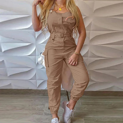 Damen - Outfit-Sets - Jumpsuit - Polyester - Ärmellos Cargo - Sommer