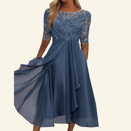 Elegantes Chiffon-Spitzen-Wickelkleid für jede Gelegenheit