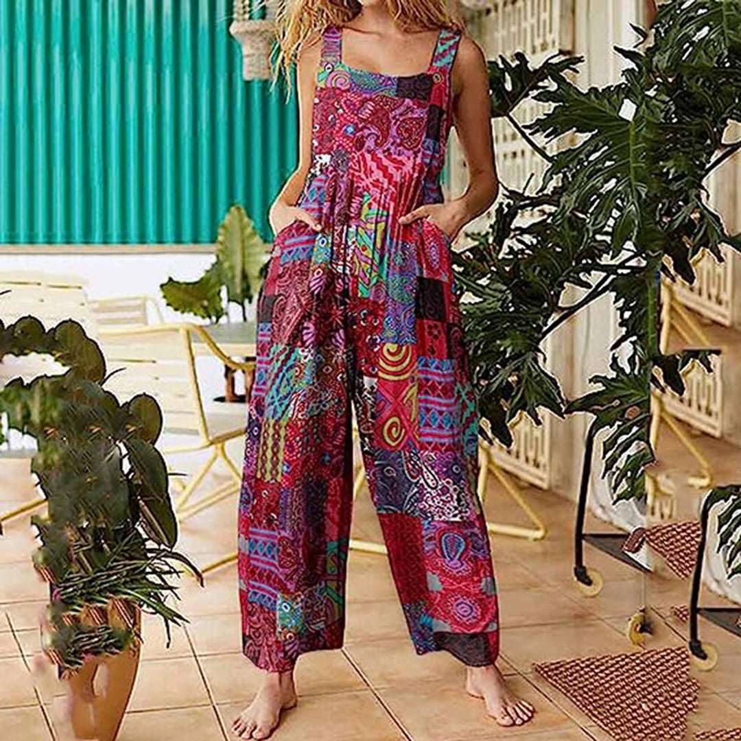 Bohème farbenfrohen Druck Jumpsuit ideal für den Sommer vibe