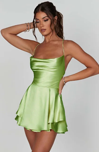 Damen – Kleid – Spitze – Offener Rücken – Einfarbig – Sommer