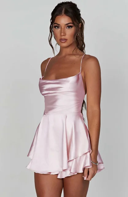 Damen – Kleid – Spitze – Offener Rücken – Einfarbig – Sommer