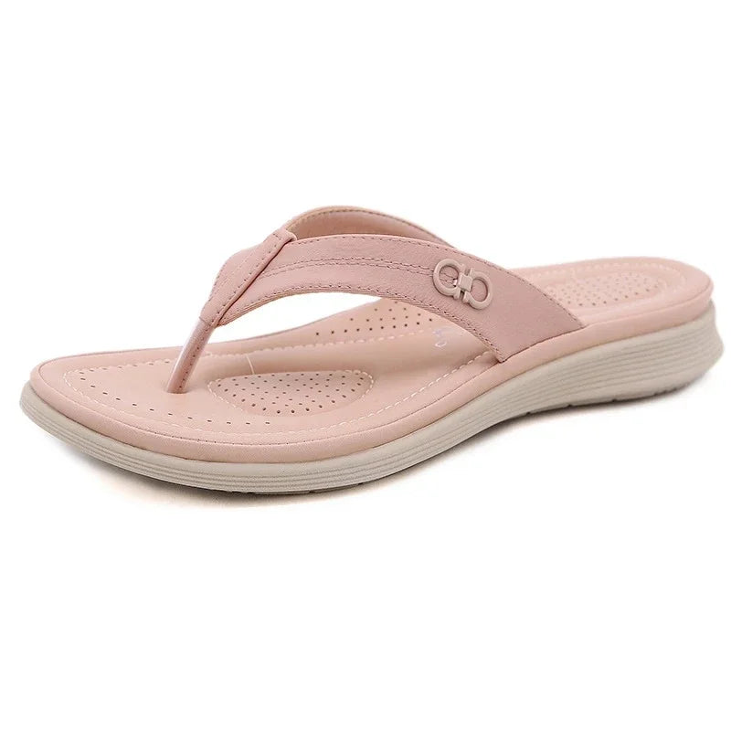 Damen- Hausschuhe- lässig flach Keil Flip Flops- Gummi- Sommer