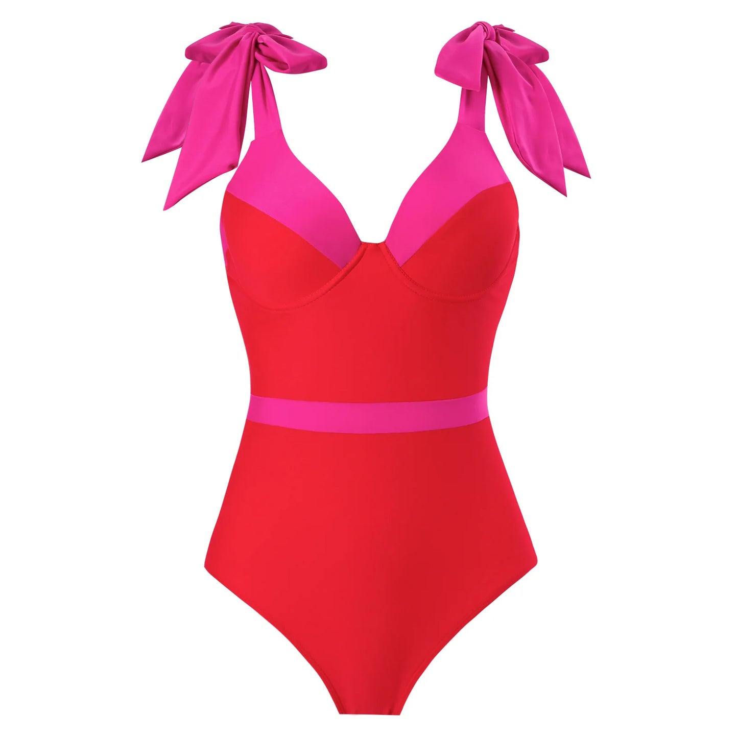 Damen-Bikini – Schultergurt, einfarbig, V-Ausschnitt – Sommer