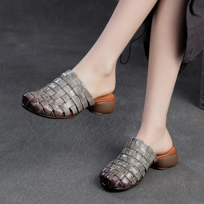 Damen-Slipper-Metallic-geschlossene Zehe-Echtleder-Sommer