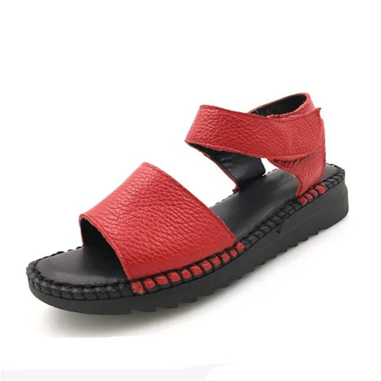 Damen - Sandalen - Echt Leder/Gummi - Nähdesign - Sommer