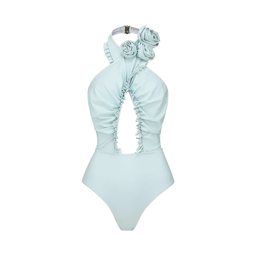 Damen- Bikini- ausgehöhlt- Blumenmuster- Elasthan- Sommer