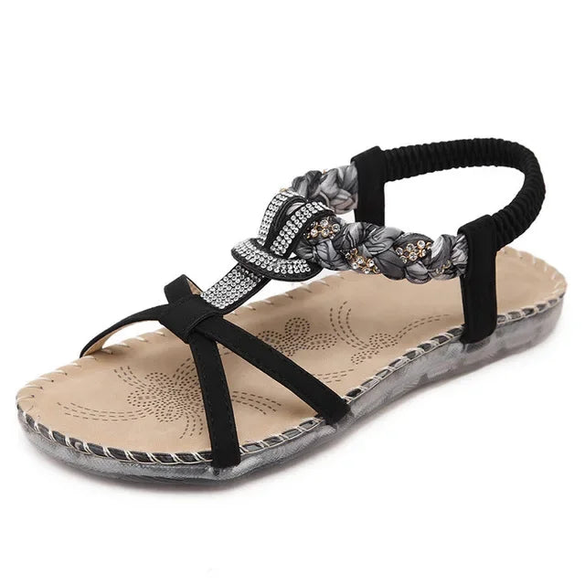 Damen - Flache Sandalen - Bohemian Diamond - Strandpantoffeln - Sommer