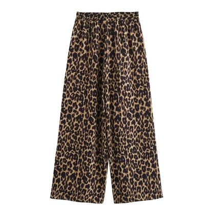 Damen-Outfit-Set-einer Schulter-Leopard-weite Hose-Sommer