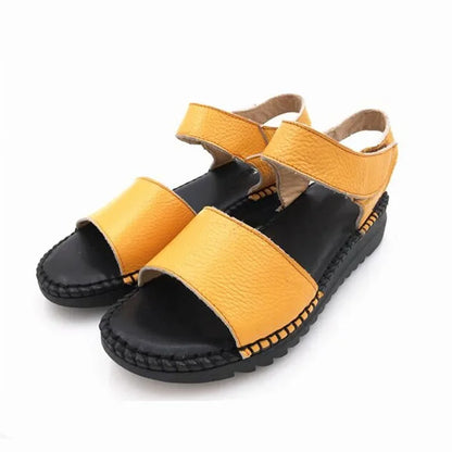 Damen - Sandalen - Echt Leder/Gummi - Nähdesign - Sommer