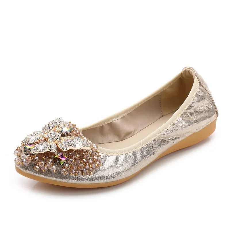 Damen-Sandalen- Strass-Dekor- Slipper- Flach- Echtes Leder- Sommer