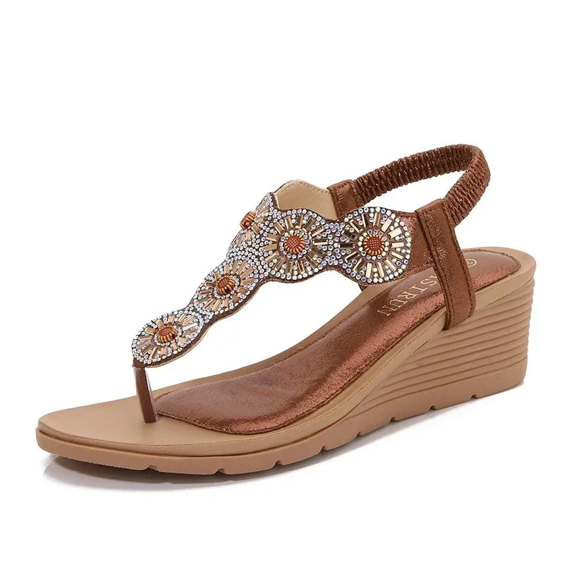 Damen- Sandalen- böhmisches Strassdesign- Gummi- Sommer