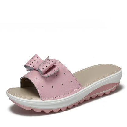 Damen-Sandalen-Zweiriemen-Offene Zehe-Flach-Spaltleder-Sommer