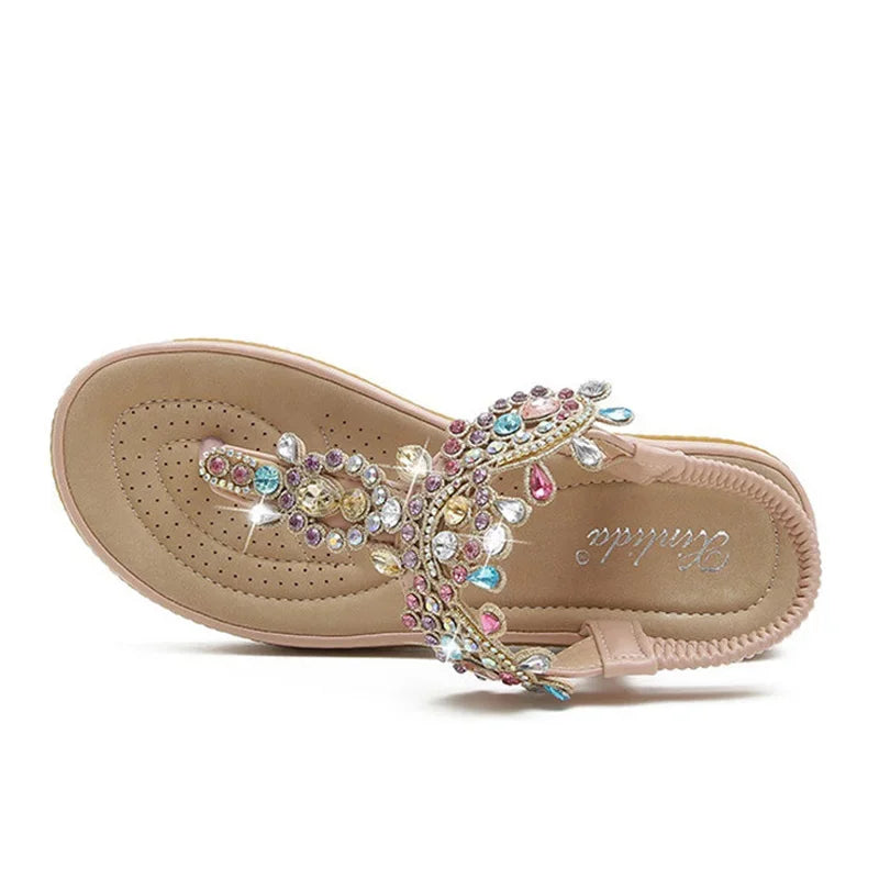 Damen - Sandalen - PU/Mikrofaser - Runde Spitze - Strass - Sommer