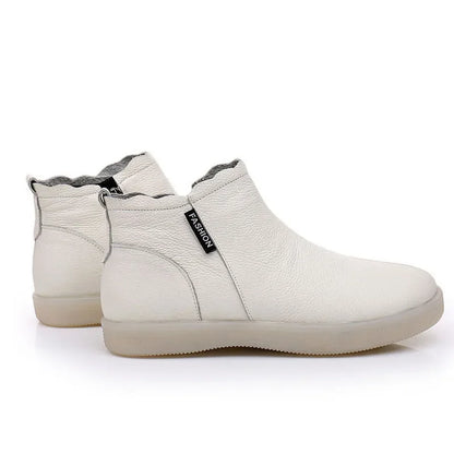 Damen - Lederstiefel - Warmes Plüschfutter - Flache Schuhe - Sommer