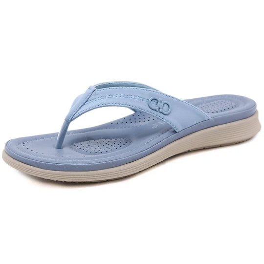 Damen- Hausschuhe- lässig flach Keil Flip Flops- Gummi- Sommer