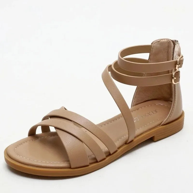 Damen-Sandalen- dehnbar- flach- zehenoffen- Gummi- Sommer