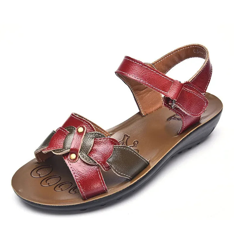 Damen- Sandalen- Mix Farbe- Flach- Knöchelriemen- Kunstleder- Sommer