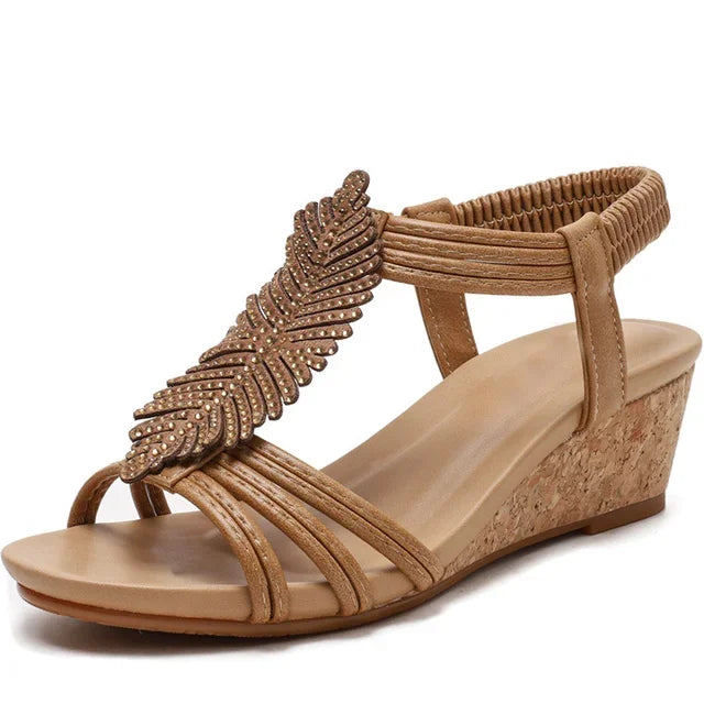 Damen - Sandalen - PU - Wedges - Strass - Riemchen - Sommer