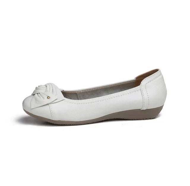 Damen- Schuhe- runde Zehe- flach- Slip on- Echtes Leder- Sommer