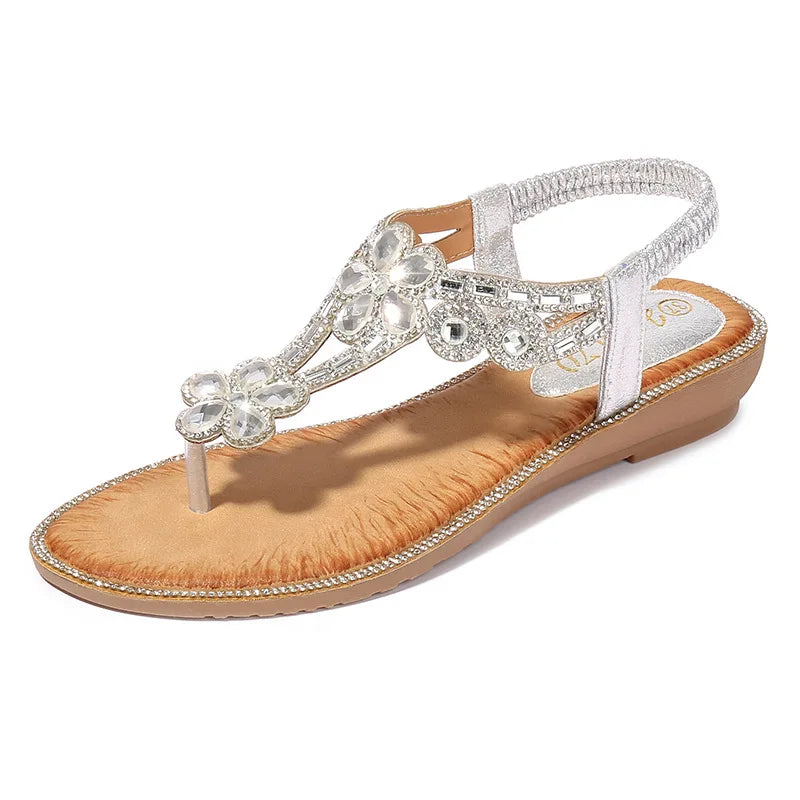 Damen- Sandalen- minimalistisch- Strassdekor- Gummi- Sommer