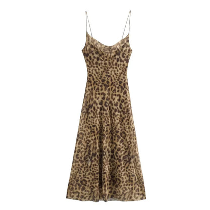 Damen - Kleid - Polyester - Sexy offener Rücken Animal Print Seidennetz - Sommer