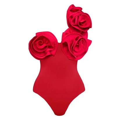 Damenbikini – Schulterfrei, Blumen, Push-Up – Sommer