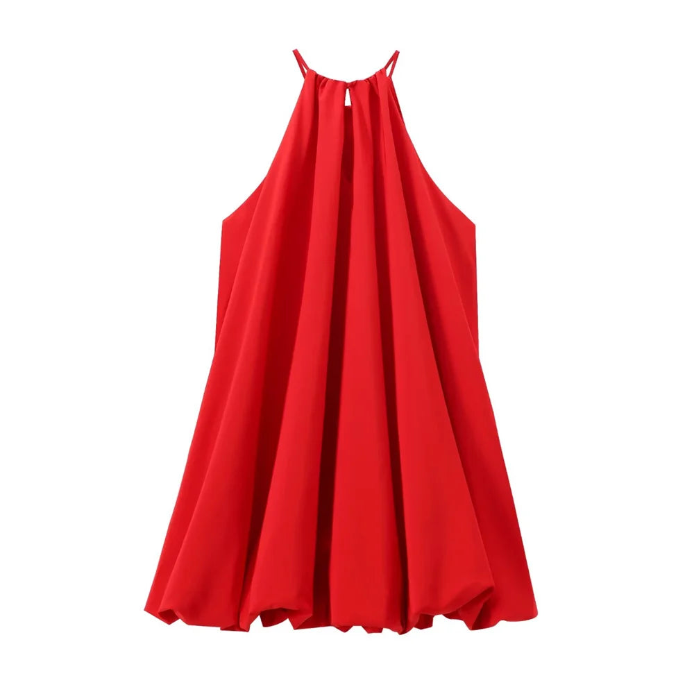 Damen - Minikleid - Polyester - Ärmellos - Ballon-Stil - Sommer