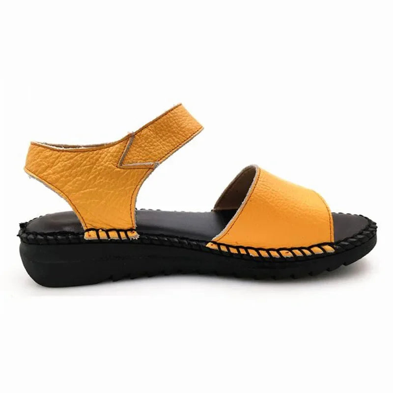 Damen - Sandalen - Echt Leder/Gummi - Nähdesign - Sommer