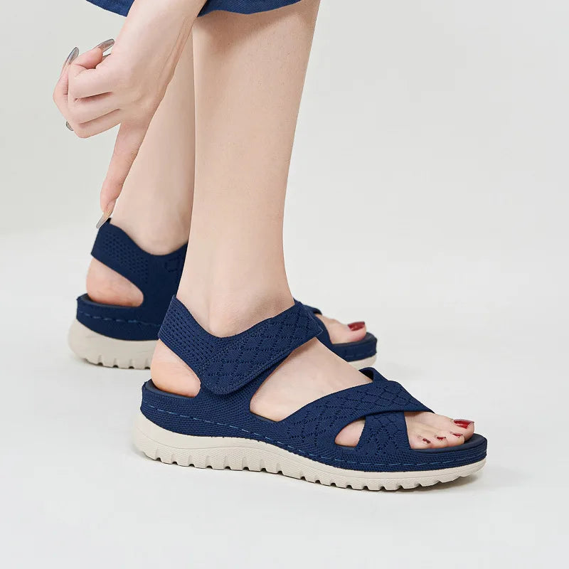 Damen - Sandalen - Canvas/Gummi - Klettverschluss - Fersenriemen - Sommer