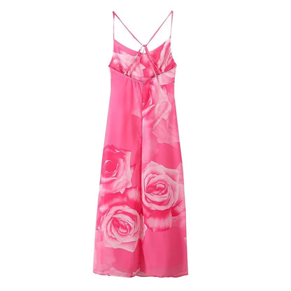 Frauen - Kleid - Sexy Split Floral Print Sling - Stilvoll - Sommer