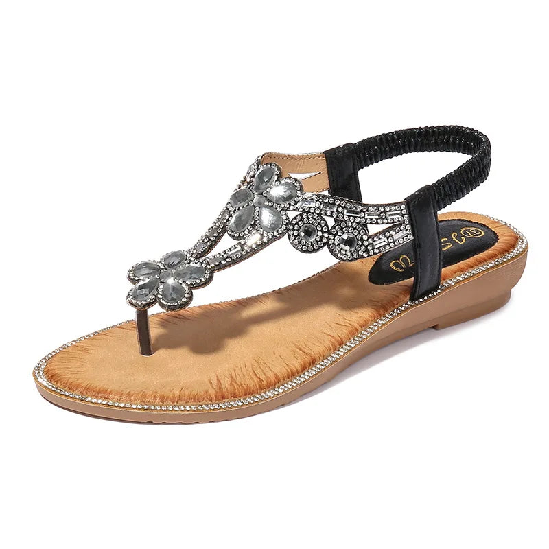 Damen- Sandalen- minimalistisch- Strassdekor- Gummi- Sommer