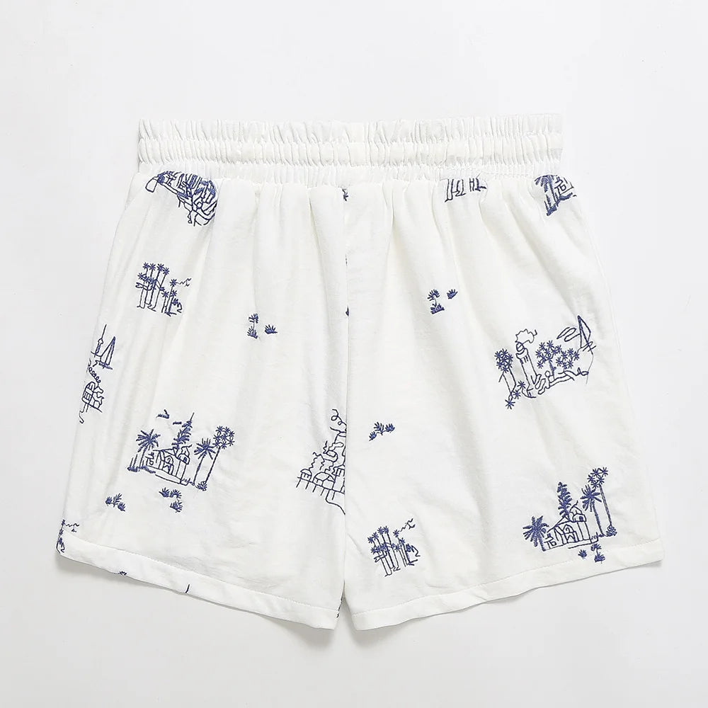 Damen - Shorts - Lässig - Bestickt - Sommer