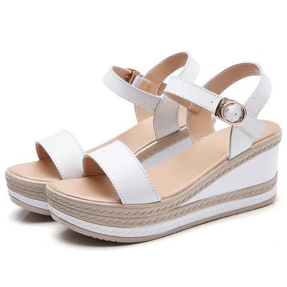 Damen - Sandalen - PU - Keilabsatz - T-Riemen mit Schnalle - Sommer