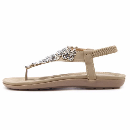 Damen - Sandalen - PU/Gummi - Crystal Flower - Ethno Boho - Sommer