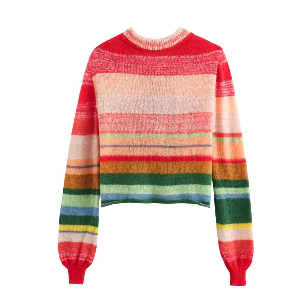 Damen - Pullover - Polyester - Regenbogen - Fellstrickmantel - Herbst