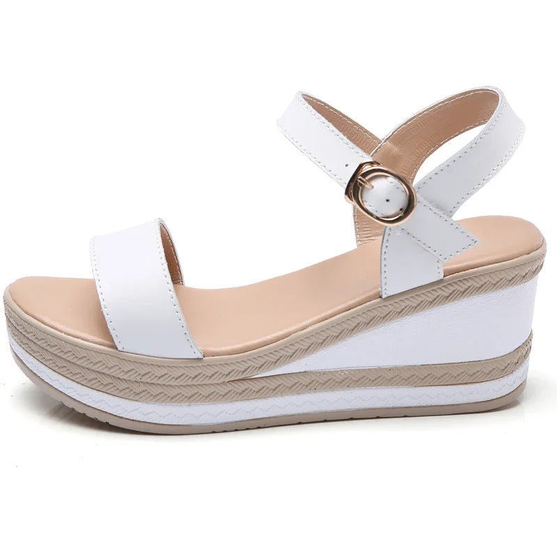 Damen - Sandalen - PU - Keilabsatz - T-Riemen mit Schnalle - Sommer