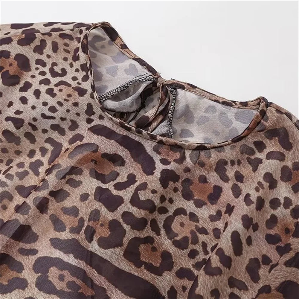 Damen - Kleid - Slim Fit Sexy Leopard Print Rückenausschnitt - Stylish