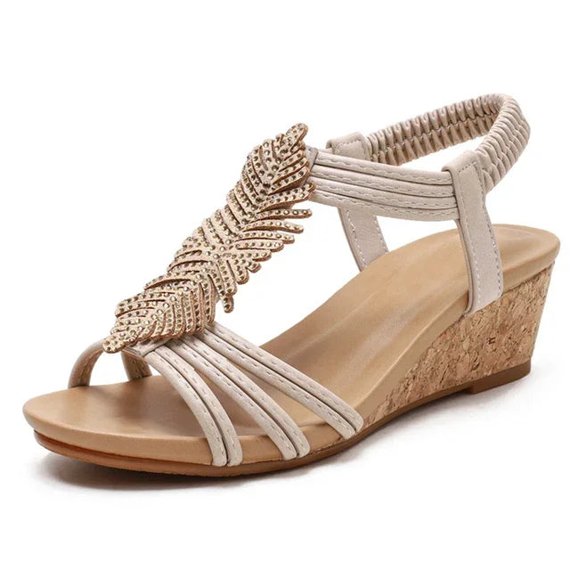 Damen - Sandalen - PU - Wedges - Strass - Riemchen - Sommer