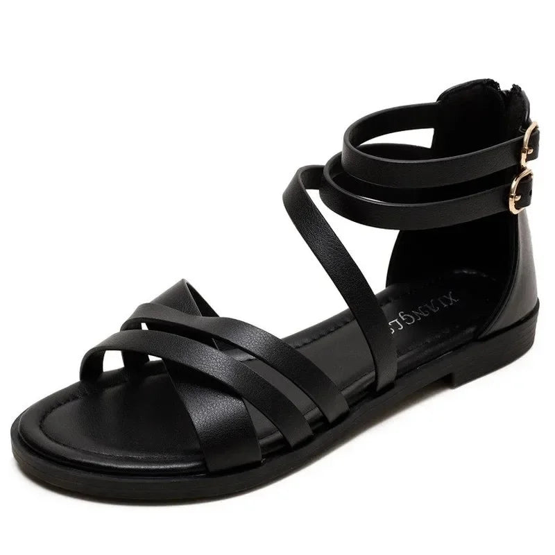 Damen-Sandalen- dehnbar- flach- zehenoffen- Gummi- Sommer