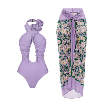 Damen- Bikini- ausgehöhlt- Blumenmuster- Elasthan- Sommer