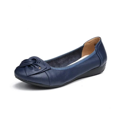 Damen- Schuhe- runde Zehe- flach- Slip on- Echtes Leder- Sommer