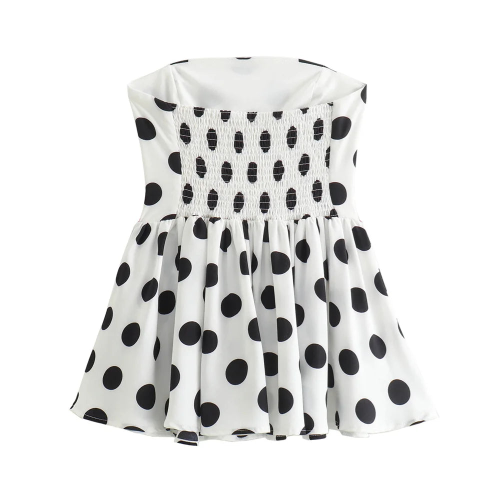 Damen - Ärmelloses rückenfreies Polka Dot-BH-Top - Sommer