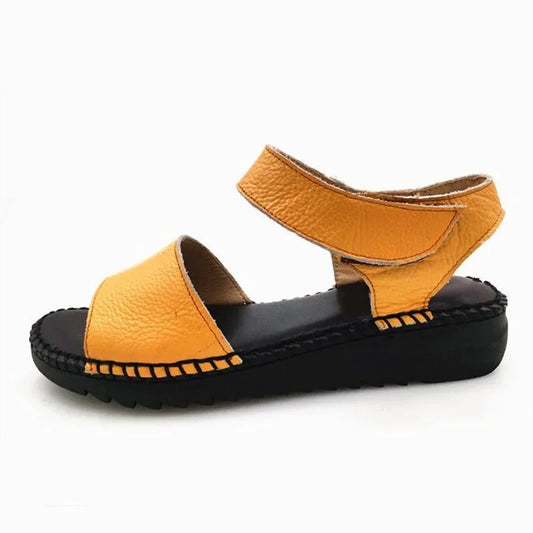 Damen - Sandalen - Echt Leder/Gummi - Nähdesign - Sommer