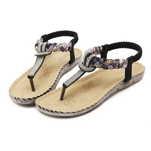 Damen - Flache Sandalen - Bohemian Diamond - Strandpantoffeln - Sommer