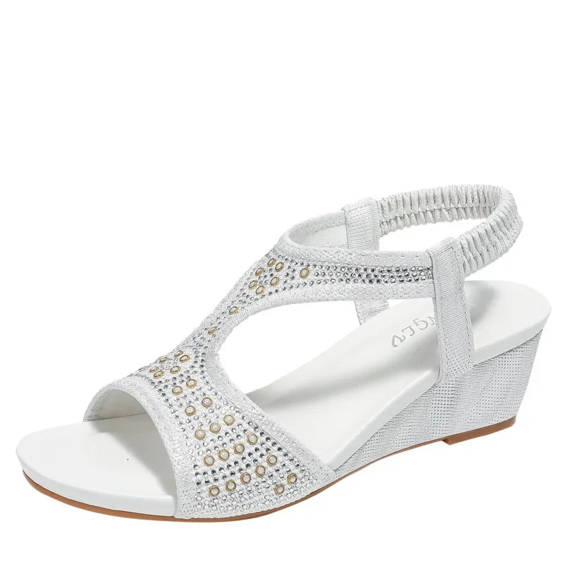 Damen - Sandalen - PU/Gummi - Keilabsatz - Ethno Boho - Sommer